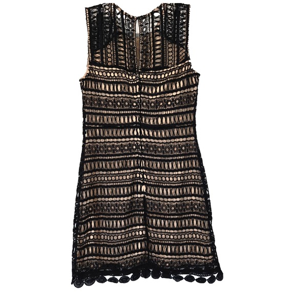 NEW Francescas Black Openweave‎ Crochet Over Nude Lining Dress Size M Whimsigoth - Picture 6 of 9